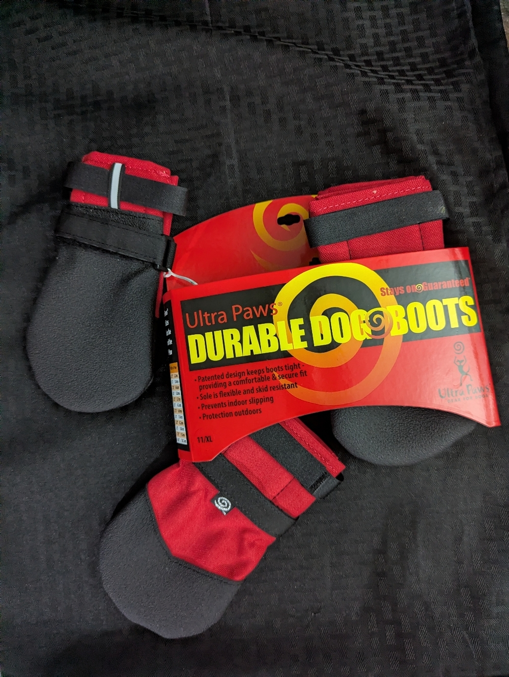 Ultra Paws Durable Dog Boots in Red Size XL.